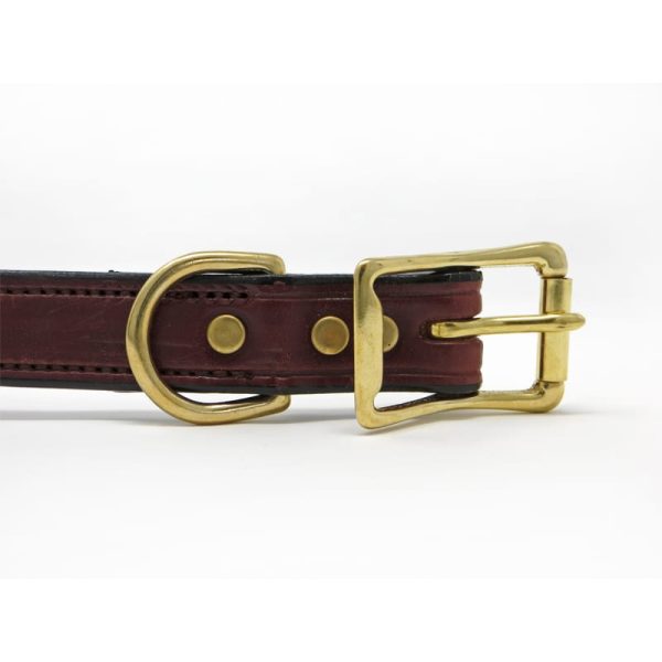 K-9 Komfort 1 Inch Mahogany Deluxe Leather Center Ring Collar