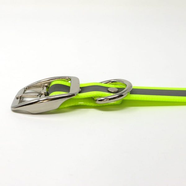 K-9 Komfort 1 Inch Reflective Neon Yellow D Ring Collar