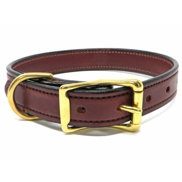 K-9 Komfort 1 Inch Mahogany Deluxe Leather D Ring Collar
