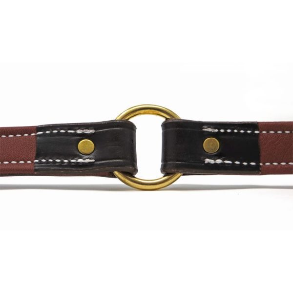 K-9 Komfort 1 Inch Dark Brown Latigo with Rust Cow Hide Premium Deluxe Leather Center Ring Collar