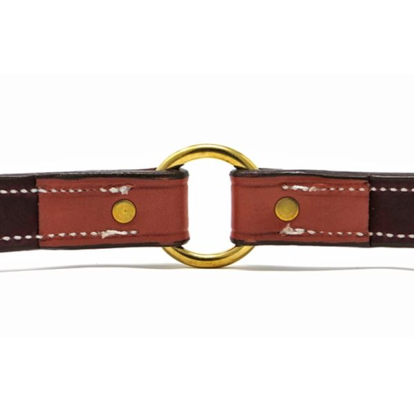 K-9 Komfort 1 Inch Tan Skirting with Burgundy Latigo Premium Deluxe Leather Center Ring Collar