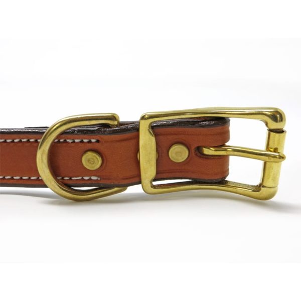 K-9 Komfort 1 Inch London Tan Deluxe Leather D Ring Collar