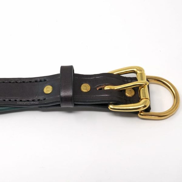 1 Inch Mahogany Hunter Green Padded Leather Collar