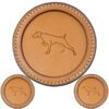 Premium Leather Coaster Pointing Dog Tan