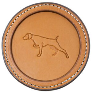 Premium Leather Coaster Pointing Dog Tan