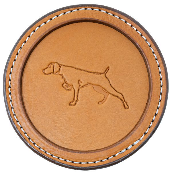 Premium Leather Coaster Pointing Dog Tan