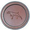 Premium Leather Coaster Pointing Dog Rich Brown