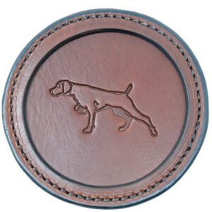 Premium Leather Coaster Pointing Dog Rich Brown