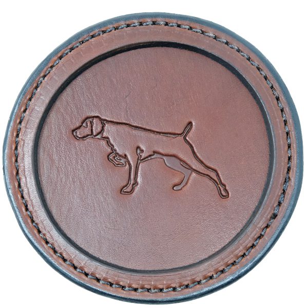 Premium Leather Coaster Pointing Dog Rich Brown