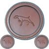 Premium Leather Coaster Pointing Dog Rich Brown